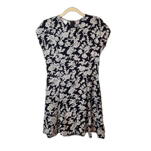 M. E. I. Division Of Miss Erika Sz L Fit & Flare Dress Cap Sleeve Black Floral